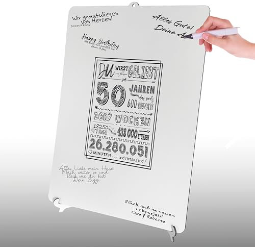 codiarts. Geburtstag - Poster Gästebuch, von Herzen geliebt, ohne Rahmen, DIN A3 (schwarz-Weiss, 50 Jahre (ungerahmt)) (50 Jahre)