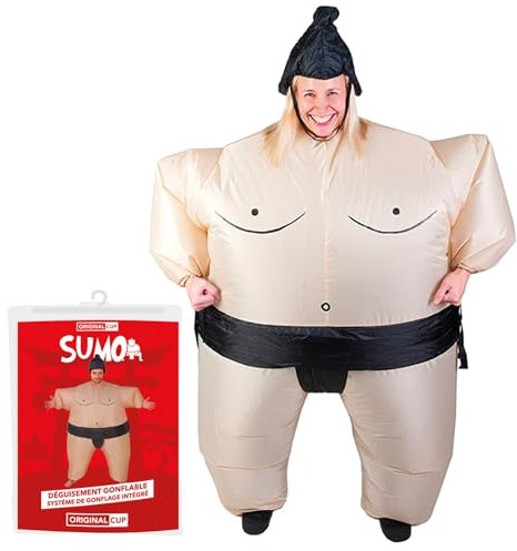AirSuit® Aufblasbares Kostüm Sumo | Ausgefallenes Auflbaskostüm | Premium Qualität | Größe Erwachsene | Polyester | Angenehm tragbar | Resistent | Mit Aufblassystem | OriginalCup®