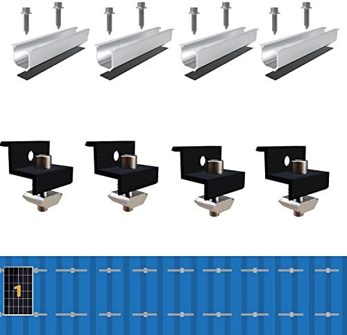 Solarmodul Halterung Kit 12cm und Zubehör Schwarz Eloxiert 30-35mm Verstellbar,Halterung für Solarmodule,Für Solarpanel Halterung,rapezblech Trapezblech Montage PV Befestigung Set