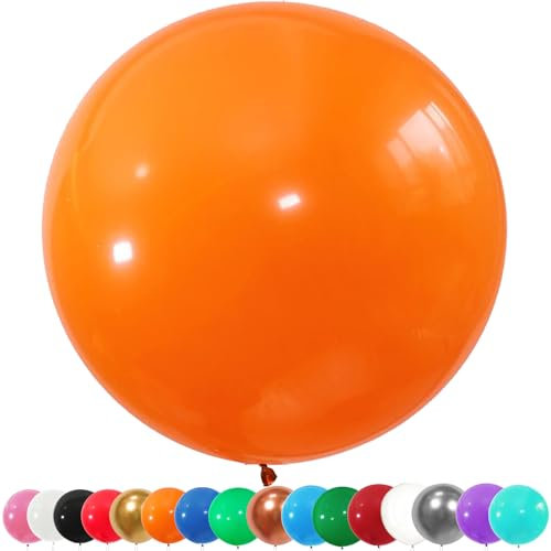 6 Stück Luftballons Gross, 36 Zoll Ballons Groß, Orange Latexballon, Luftballons XXL Groß, Grosse Luftballons XXL, Latex Riesige Ballon, für Hochzeit Babyparty Geburtstag Party Deko(91 cm)