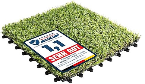 Floordirekt | Dalles de Gazon Carrelage, Pelouse à clics, résistant aux intempéries avec fonction de drainage - ideal Revêtement de sol pour balcon & terrasse | 1 Pièce | 30x30cm, Vert
