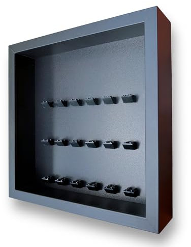 Frame Punk Minifigure Display Case - for 18 Lego Minifigures - Dust Protection - Wall Mount or Free Stand - All Black