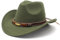 DELIMALI Cowgirl-Hut für Damen, flauschige Federkrempe, Cowboyhut für Junggesellinnenabschied, Cosplay, Kostümparty, D-Grün, Einheitsgröße
