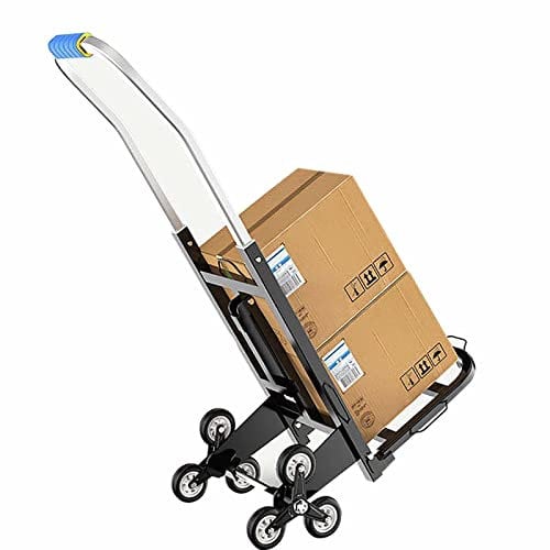 Treppensteigwagen, Sackkarre, zusammenklappbarer Handwagen, Treppensteigwagen, Leichter, zusammenklappbarer LKW, tragbarer Handwagen mit 6 Rädern und Kordel für Reisen, Einkaufen