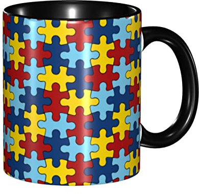 RFSHOP Taza de café divertida con autismo de 11 onzas, taza de té de cerámica personalizada para familia, oficina, viajes