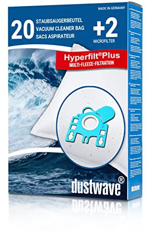 Dustwave® 20 Staubsaugerbeutel für Miele S8380 / S 8380 Medicair - hocheffizient, mehrlagiges Mikrovlies mit Hygieneverschluss - Made in Germany