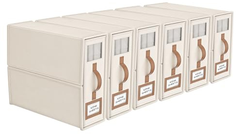 Juego de 6 sábanas plegables, organizadores y almacenamiento, organizadores de armario de tela de lino con ventana, soporte de ropa de cama plegable con asa duradera para ropa, mantas, edredones