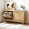 HOOBRO Schuhbank, Sitzbank mit Stauraum, Eingangsbank mit 2 klappbaren Schubladen, Schuhtruhe, Sitzkommode mit dekorativem Rattan, Metallgriffen und verstellbaren Regalen, für Wohnzimmer ENL51HX01