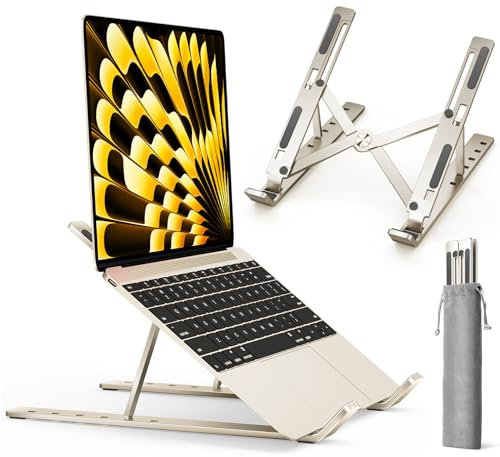 ivoler Laptop Stand, Laptop Holder Riser Computer Tablet Stand, 6 Angles Adjustable Aluminum Ergonomic Foldable Portable Desktop Holder Compatible with MacBook,iPad,HP, Dell, Lenovo 10-15.6” Starlight