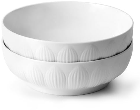 NUTRIUPS 9 Serving Bowls, 2L Large Salad Bowl Set of 2, 23cm Ceramic Bowl for Soup Fruit, Decorative Bowl