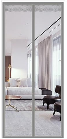 Magnet Fliegengitter Tür 80x200CM, Kälteschutz warm Hitzeschutz Wärmeisolierende Vorhänge Automatischer Verschluss Magnetische Adsorption, für Kinderzimmer, Terrassentür- D