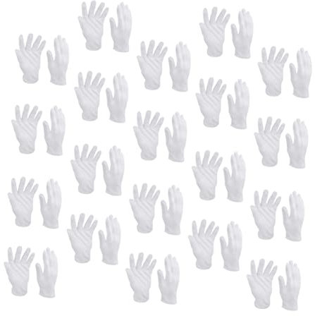 BESTonZON 24 Paare Baumwoll-Handschuhe grillhandschuhe Elastizität Weiße Handschuhe Arbeitsschutz Baumwolle reine Baumwolle