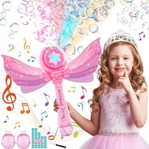 Tosekry Automatische Seifenblasenpistole Kinder, Seifenblasenmaschine Kinder mit 160 ML Seifenblasen Flüssigkeit, Bubble Machine Outdoor Spielzeug ab 3 4 5 6 7 8 Jahre Junge Geschenk (Space) (Rosa)