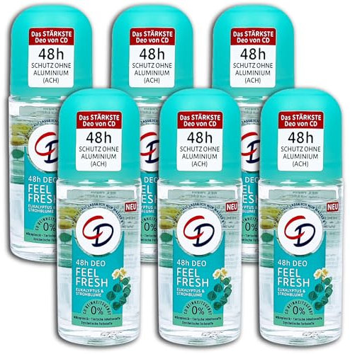 TOPDeal 6 er Pack CD Roll-on Feel Fresh Deoroller Deo 6 x 50 ml mit Eukalyptusöl und Strohblumen-Extrakt