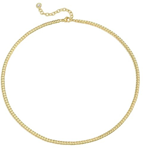 Jenosy Gold Kette Choker Halskette, 14K Gold plattiert Lippe Kette lange Halskette Delicate Mode Choker Halskette Schmuck Geschenk für Frauen