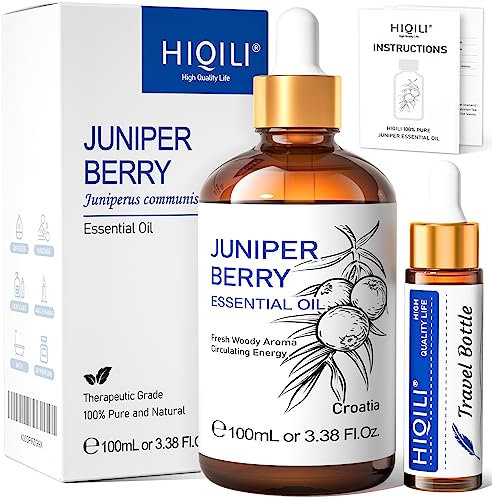 HIQILI Huile Essentielle de Genévrier 100ml,Pure et Naturelle, pour Diffuseur