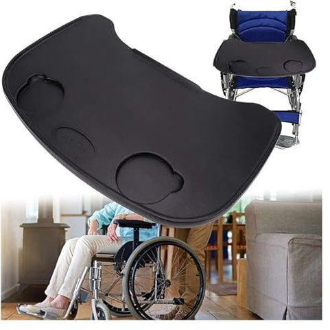 Wheelchair Tray Table,Wheelchair Lap Tray, Anti-Fall Plastic Thickening, Wheelchair Desk Table Tray with Cup Holder/Laptop Overbed Bedside Side Table Universal Board