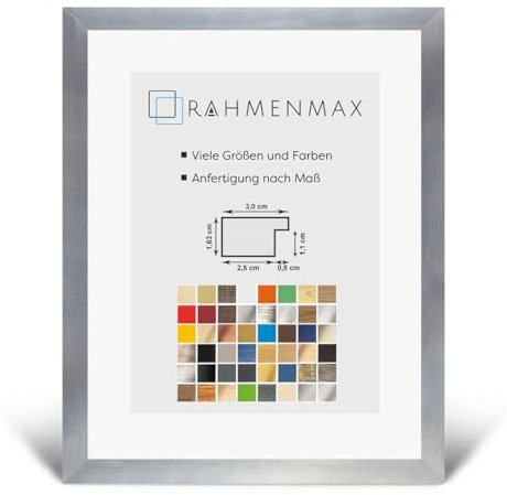 RahmenMax Morena Bilderrahmen Posterrahmen 48x64 cm Farbe Aluminium Geschliffen 64x48 cm mit weisser Rückwand und klarem Acrylglas