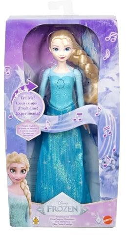 Mattel Disney Frozen Toys, Singing Elsa Fashion Doll in Signature Outfit, Sings “Let It Go” in 4 Languages: English, French, Spanish, Portuguese from Disney Frozen Movie, JDX48 - Packaging May Vary
