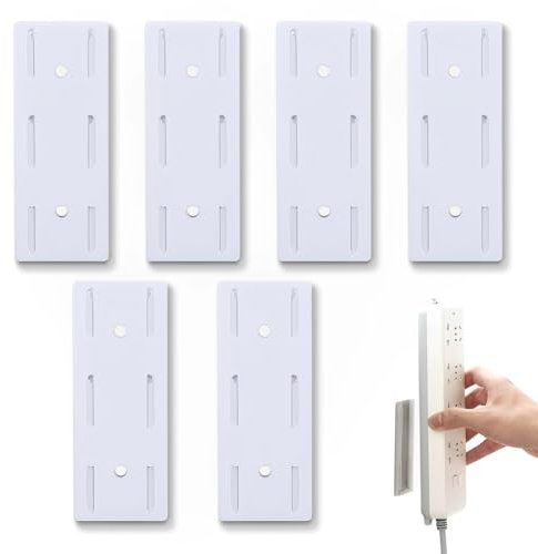 SGERUFZ 6 Auto Adhesivo Fijador Power Strip Soporte para Regleta De Enchufes Montado En la Pared Sin Orificios Se Puede Utilizar En Cajas De PañUelos Enrutadores InaláMbricos Enchufe De Pared Fijo