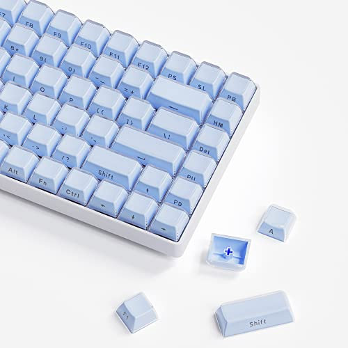 Womier Crystal Jelly Keycaps - 75 Percent Side Printed Custom Keyboard Keys, OEM Profile Cute 113-Key Set for 61/68/84/87/98/100 Cherry Gateron MX Mechanical, Blue