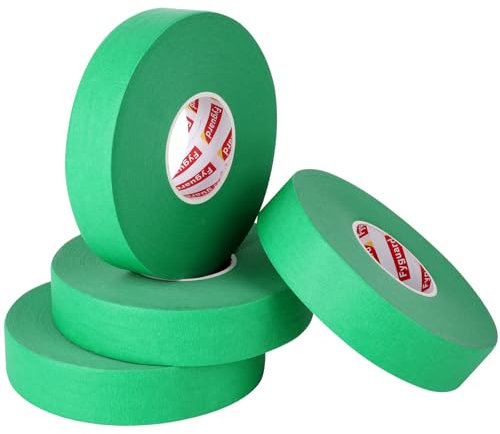 Fyguard 4 Rolle Malerkrepp, 22mm x 50m Kreppband Abklebeband Maler Grün Tape Papierklebeband Hitzebeständig UV-Beständig für Wandfarbtrennung Renovierung Abdeckarbeiten