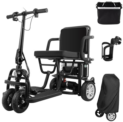 Tripaide 25KM Faltbar Mobilitätsroller Tragfähigkeit 136KG, Stabiler 4-Rad-Mobilitätsroller All Terrain Leicht Elektromobil für Erwachsene