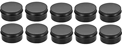 CosyCaya 10 Paquetes de Tarros VacíOs de 80 Ml, Latas de Aluminio Redondas Negras con Tapa de Rosca, Latas de Acero MetáLico, Caja de Latas de BáLsamo Labial, Envases CosméTicos