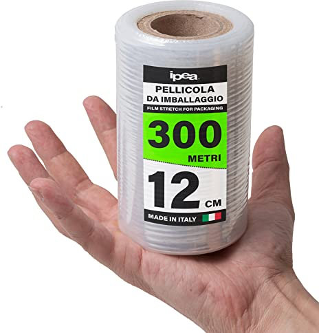 IPEA Film étirable Transparent pour Emballage – 150 mètres x 12 cm – Fabriqué en Italie – Rouleau Film Extensible de protection, emballage d'objets dans le transport – Anti-Déchirure et Anti-Rayures