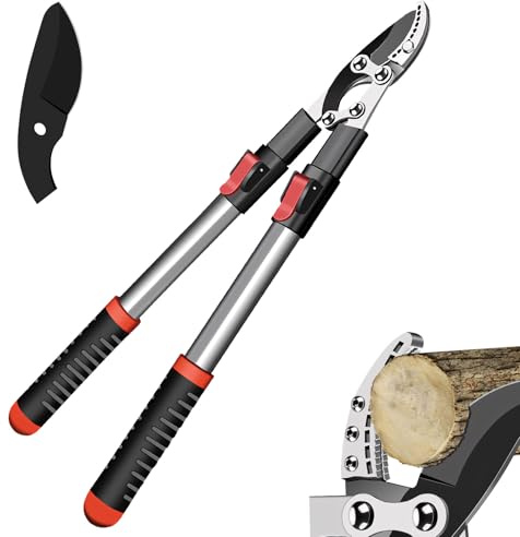 Skeadex Astschere Teleskop,50-70cm Bypass Astschere mit Teflonbeschichteten SK-5 Stahlklingen Ersatzklinge, Teleskop Astschere mit Griff, Astschneider Gartenschere Groß für Äste Bis Zu 7CM Durchmesser