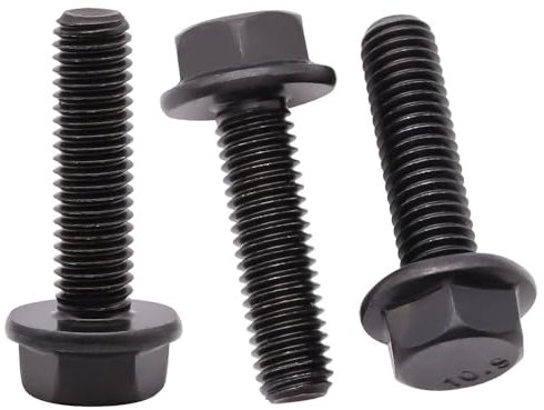 Lot de 8 boulons à tête hexagonale M12-1,75 x 25 mm, vis à bride hexagonale, finition oxyde noir, alliage d'acier de qualité 10.9, filetage complet