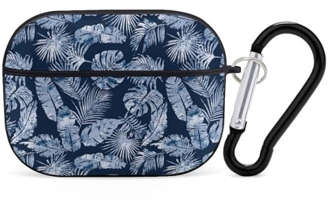 Novastar Hülle kompatibel mit Airpods Pro 2. Generation, Schöne Hülle kompatibel mit Airpods Pro Hülle, Hawaii-Stil, blaue Blätter, kompatibel mit Airpods Pro 2