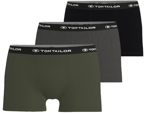 TOM TAILOR Herren Boxershorts | 3er Pack (DE/NL/SE/PL, Alphanumerisch, XXL, Regular, Regular, Schwarz/Anthrazit/Dunkelgrün)