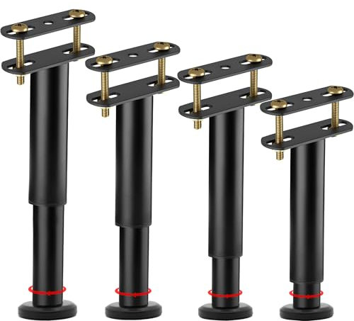 Oursouion Bed Legs Adjustable,Bed Support Leg,Retractable Heavy Duty Bed Center Frame Slat,Metal Furniture Legs Suitable for Cabinet Sofa Bed Frame Replacement Parts 4Pcs25-42cm(Large Base)