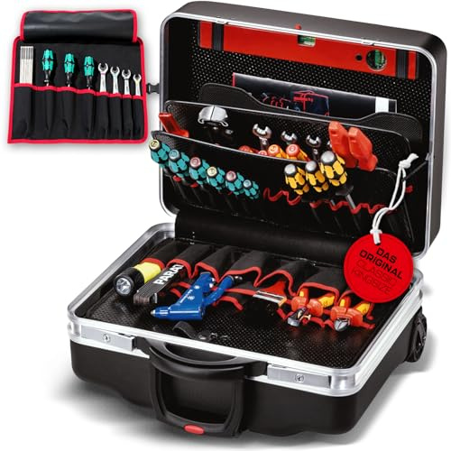 PARAT Classic KingSize Roll neo Caisse à outils à roulettes pour 50 outils, avec boîtier Roll-Up 8 Basic en aluminium, avec X-ABS et coque inférieure, avec tiroir télescopique et charnières grillagées