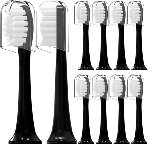 Replacement Toothbrush Heads Compatible with Suri Electric Toothbrush,for Suri Sonic Electric Toothbrush,with Dust Cover,10 Pack (Midnight Black, M)