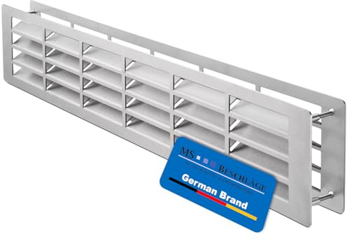 MS Beschläge Barrière de porte en acier inoxydable 500 x 100 mm - Paire de grilles d'aération avec brise-vue - Pour salle de bain, WC, local technique - Passage d'air 207 cm² - Accessoires de montage