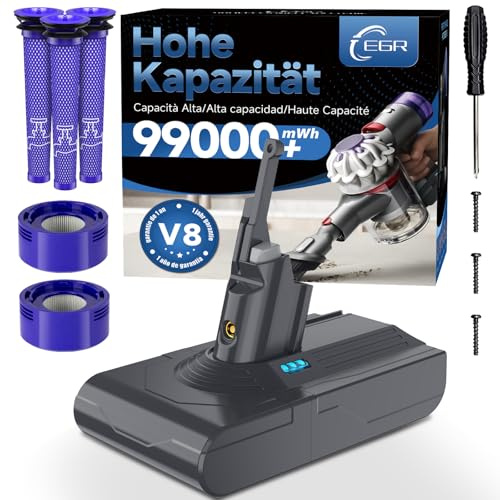 EGR Upgraded V8 SV10 Akku für Dyson V8 SV10, 5 Filter inklusive