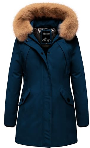 REPUBLIX Damen Gefütterte Dicke Winter Jacke Mantel Parka mit Kapuze RJ-8013