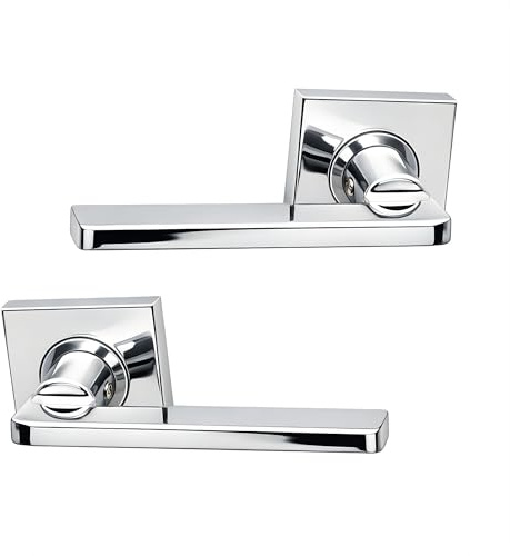 UAP Gemini Internal Door Handles On Square Rose, Polished Chrome Lever Handles for Interior Wooden Doors, Keyless Pair