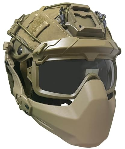 PBTMCD Fast SF Super High Cut Taktisches Helmset Mit Faltbarer Halbmaske Und Paintball-Brille for CS-Spiele Outdoor-Jagd(A)