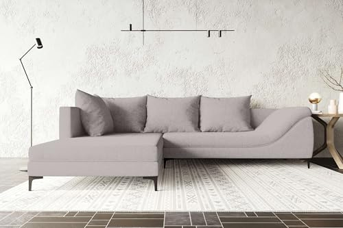 99rooms Loni Ecksofa Polsterecke Eckcouch Webstoff Malmo_NEW Hellgrau Ottomane Links