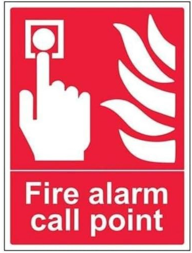 V Safety Fire Alarm Call Point Sign - 300mm x 400mm - 1mm Rigid Plastic