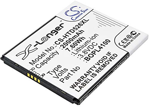 CS-HTD526XL Batterie 2000mAh Compatible avec [HTC] Desire 326G, Desire 526, 526G+ Dual sim, HTCD100LVWP remplace BOPL4100, BOPM310, HQ60331141000