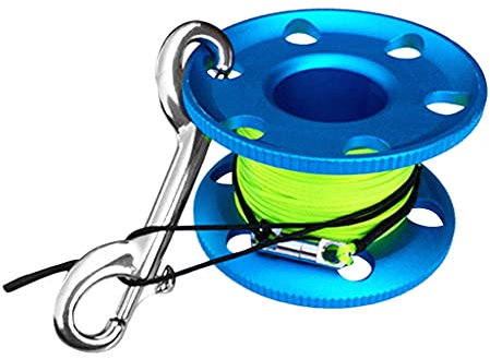 Sharplace Tauch-Fingerrolle, Mini-Tauchrolle mit Doppelkarabiner, Tauchschnurspule, 50 Meter langlebige Tauch-Fingerrolle, tragbares Gürtel-Tauchzubehör zum Schnorcheln, Tauchen, Angeln