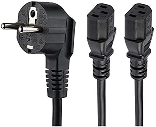 StarTech.com Cable de 2m de Alimentación en Y para Ordenador, 18AWG, EU Schuko a 2x C13, 10A 250V, Cable de Alimentación de CA de Repuesto, para Impresora, para Monitor, UL (PXT101YEU2M)