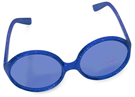 KarnevalsTeufel Sixties-Brille für Erwachsene in 6 Glitzerbrille Partybrille (blau)