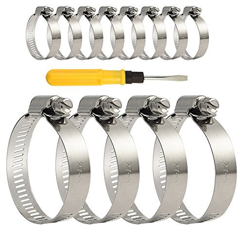 TUPARKA 12 Stücke 27-51mm Schlauchklemmen Einstellbare Edelstahl Worm Drive Schlauchschelle Jubilee Clips mit Schraubendreher für Haus Gas Rohr Flexible Schlauch Rohr