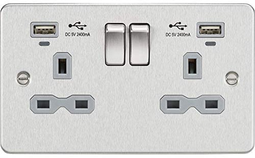 Knightsbridge FPR9904NBCG FPR9904N Flat Plate, 230 V, Brushed Chrome