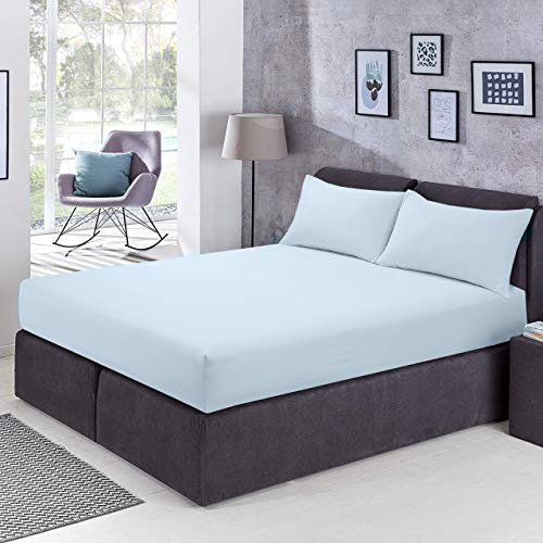 FURZON Fitted Sheets Plain Dyed 25cm Easy Care Elasticated Non-Iron Deep Bottom Bed Sheet Durable Hotel Quality Wrinkle Free Ultra Soft Single Double King Size Fitted Sheets